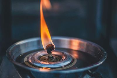 Close-up of lit candle