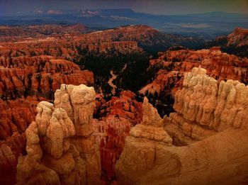 High angle view of bryce canyon national park at dusk