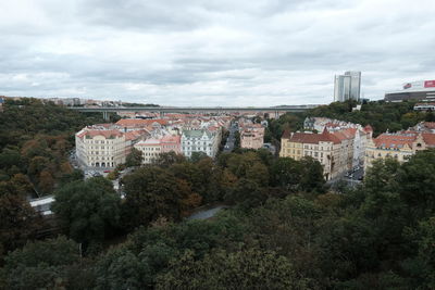 High angle view of townscape against sky