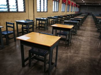Empty chairs and table at home
