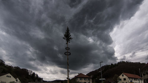 Houses against cloudy sky