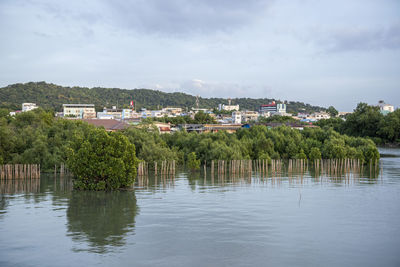 Scenic view of lake against sky