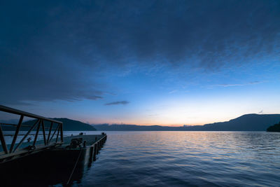 Scenic view of sea at sunset