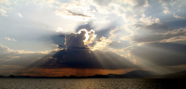 Scenic view of sea against sky at sunset