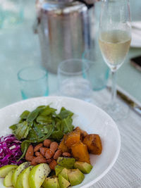 Close-up of food in plate on table