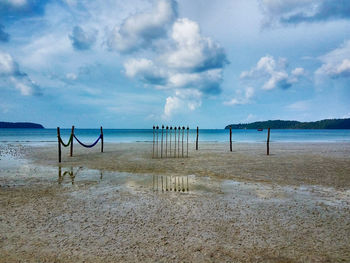 Scenic view of beach against sky