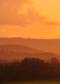 Scenic view of landscape against sky during sunset
