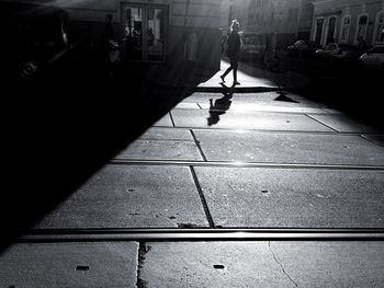 Woman walking in city