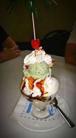 Close-up of ice cream in plate