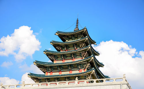 Low angle view of traditional building against sky