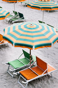 High angle view of beach umbrella