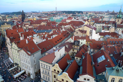 High angle view of townscape against sky