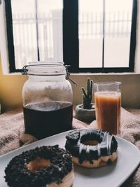 Close-up of breakfast on table