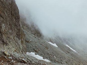 Scenic view of snowcapped mountains during winter