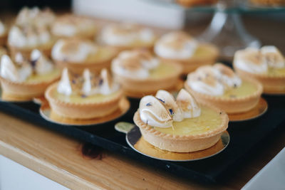 Close-up of cupcakes on table