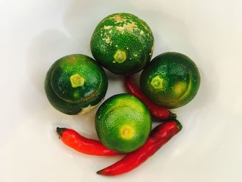 High angle view of fruits on table