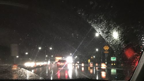 View of road at night