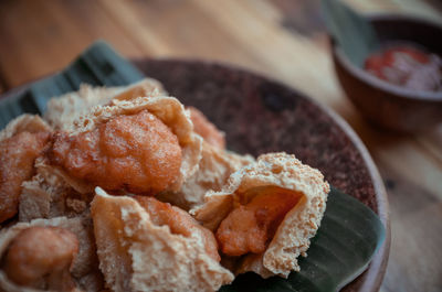 Close-up of food served in plate