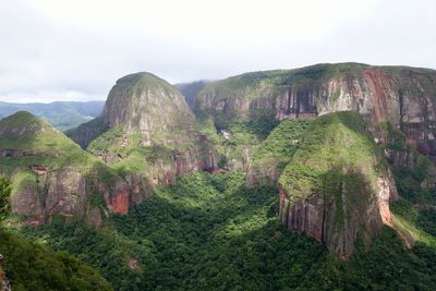 Scenic view of mountain range against sky