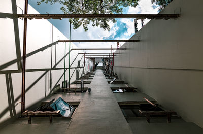 Man on staircase of building