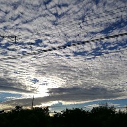 Low angle view of silhouette trees against sky