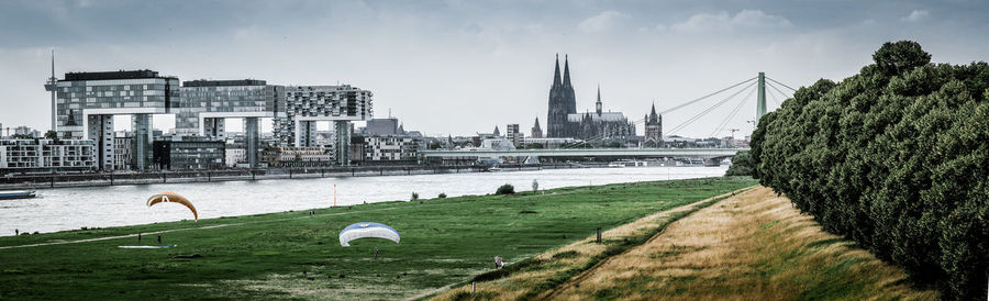 View of built structures against sky