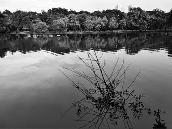 Scenic view of lake against sky