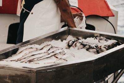 View of fish for sale at market