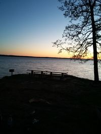 Sunset over calm lake