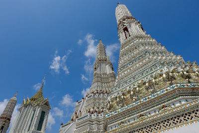 Low angle view of temple building against blue sky