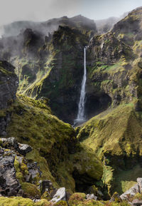 Scenic view of waterfall