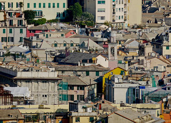 High angle view of buildings in town