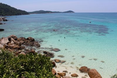Scenic view of sea against clear sky