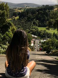 Rear view of woman looking at view