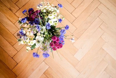 High angle view of flower pot on floor