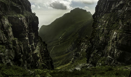 Scenic view of mountains against sky
