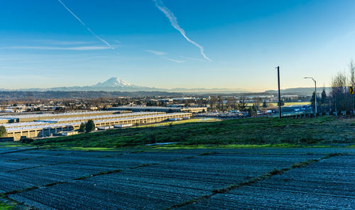 High angle view of cityscape against sky