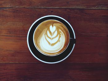 Directly above shot of cappuccino on table