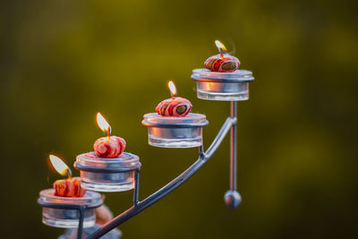 Close-up of illuminated candle