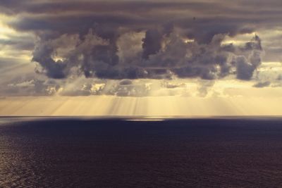 Scenic view of sea against cloudy sky