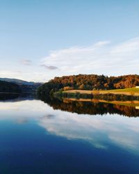 Scenic view of lake against sky