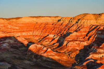 The wucai city scenic area near urumqi, xinjiang, has a magnificent and dazzling danxia landform.