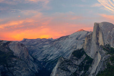 Scenic view of mountains at sunset