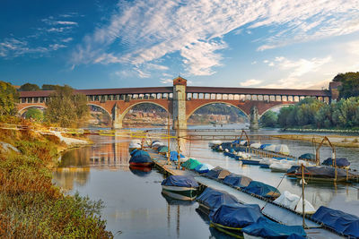 Bridge over river against sky