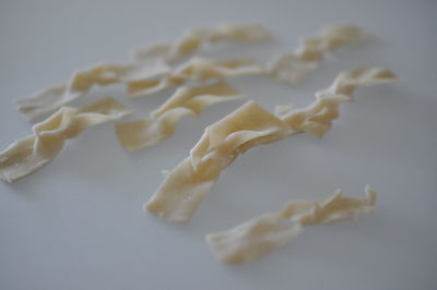 High angle view of ice cream against white background