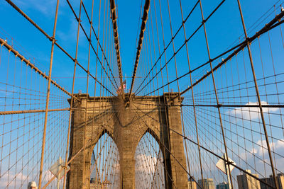 Brooklyn bridge against sky in city