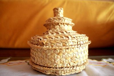 Close-up of bread on table at home