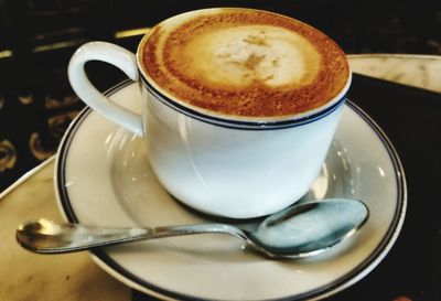 High angle view of coffee on table