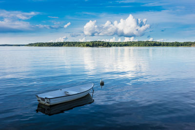 Boat moored on water