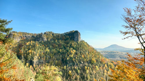 Scenic view of landscape against blue sky